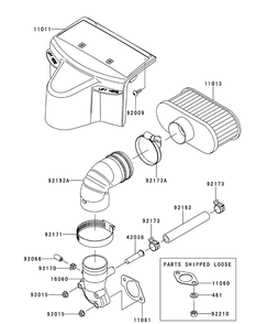 Kawasaki Fr730v-As05 Air Filter And Muffler Diagram and Parts List for Z-FORCESZ48 (17AIDGHB-17AIDGHB010)(2015) Cub Cadet Lawn Tractor
